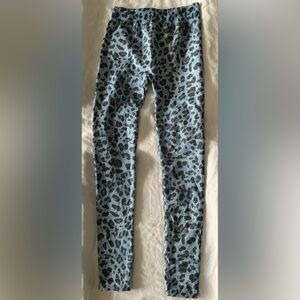 Blue and Black Camouflage Leggings with Stretchy Fit